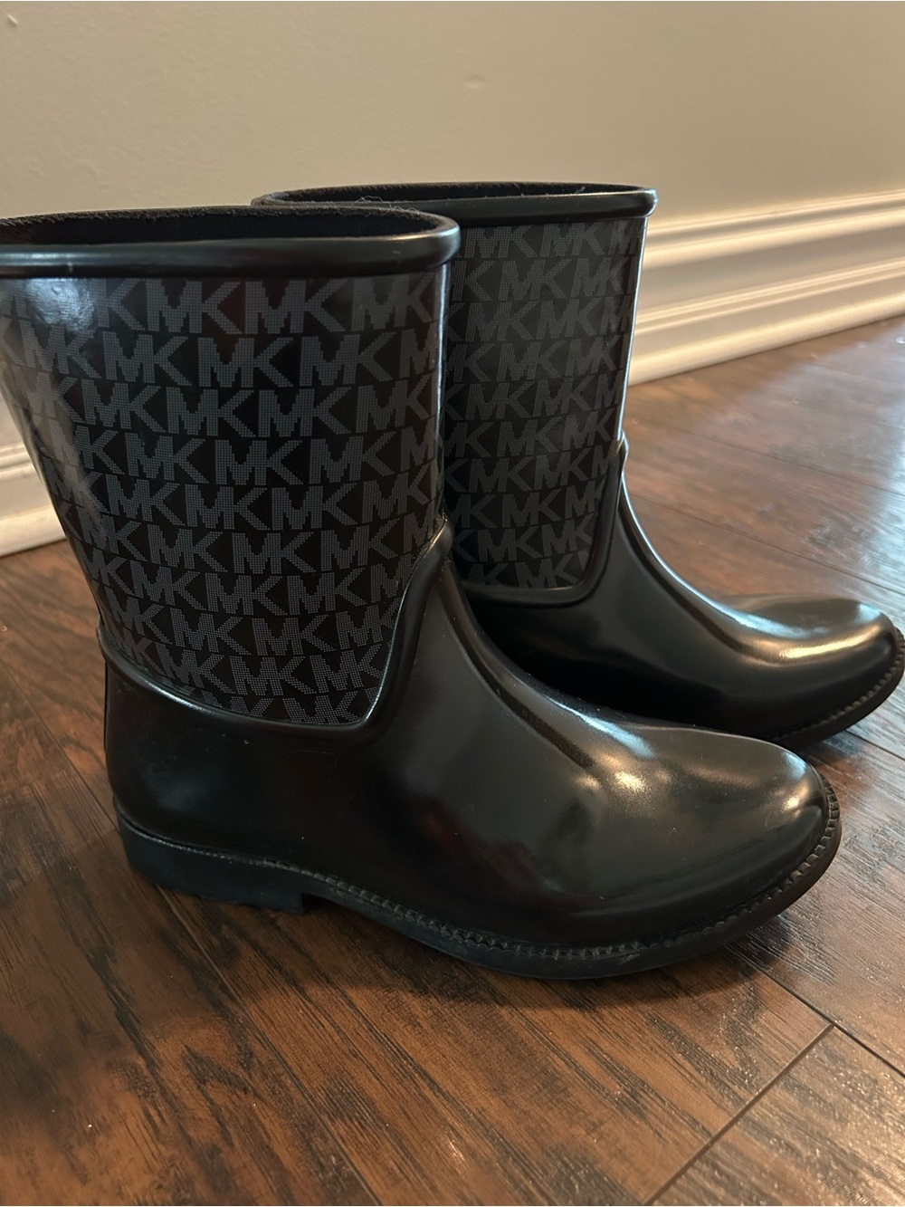 Michael Kors Black Logo-Print Rain Boots